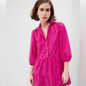 COPY - GAP - Puff Sleeve Shirtdress (Viva Magenta Pink)